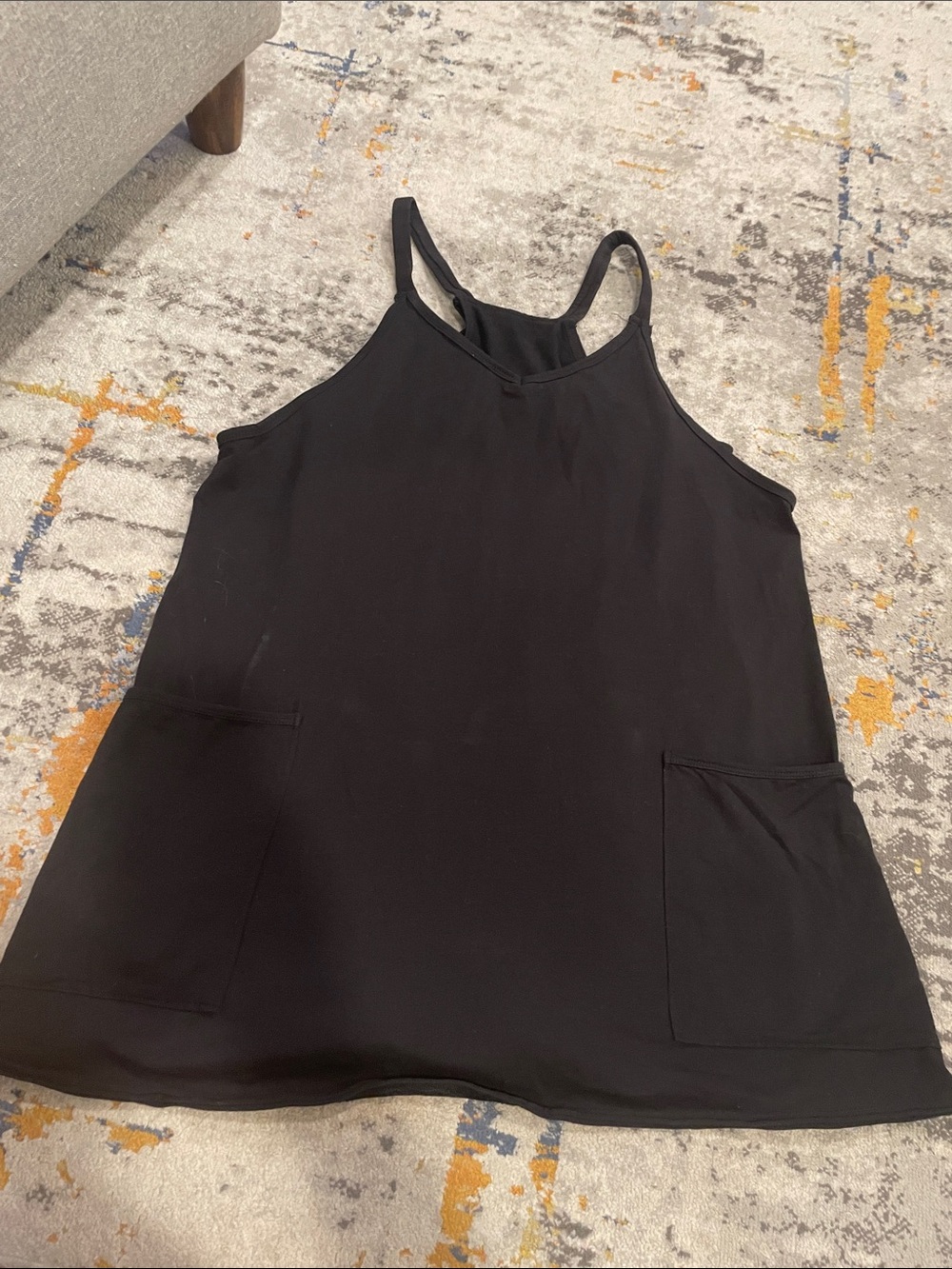 Black Sleeveless Tank Dress with built in Romper.